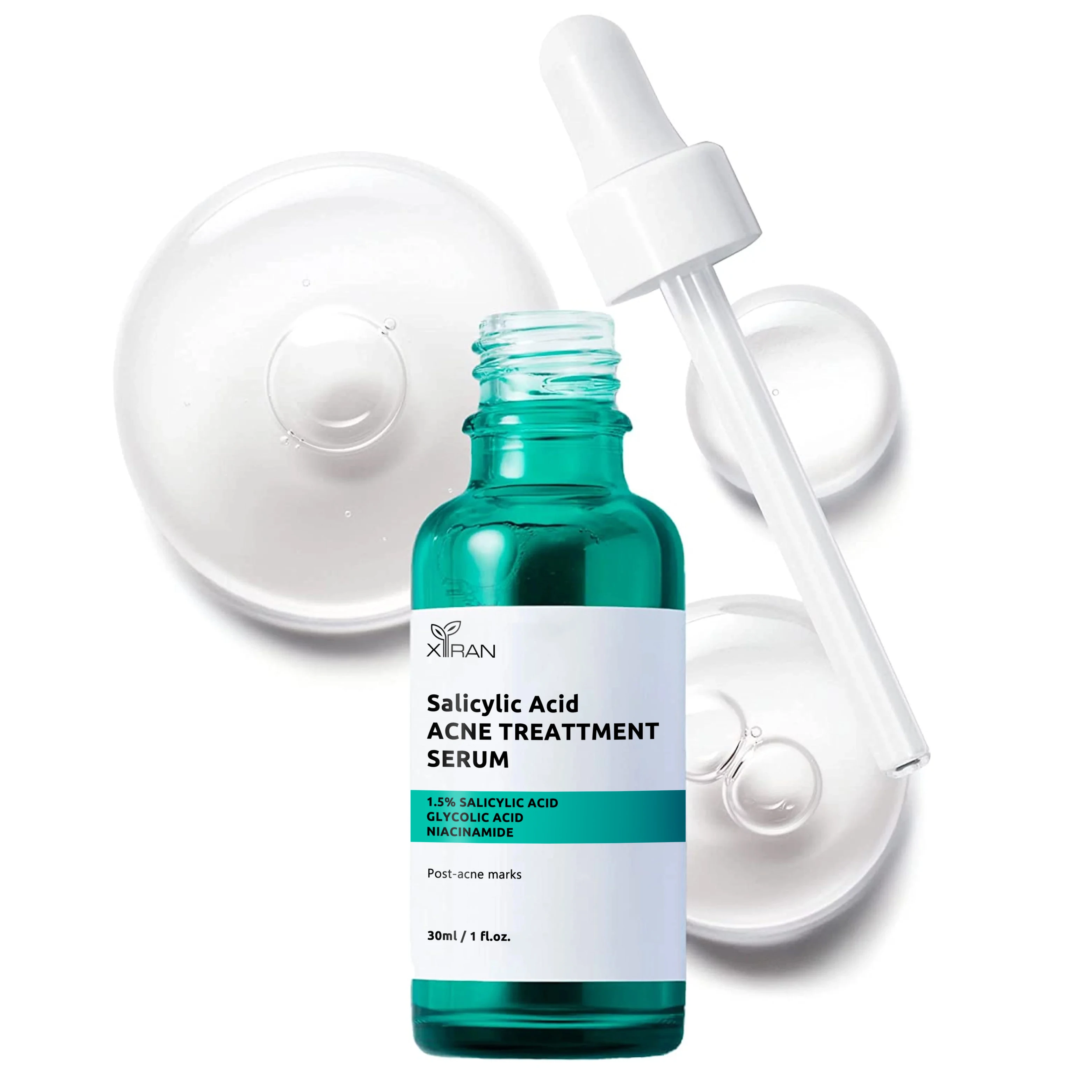 Private Label Salicylic Acid Anti Acne Treatment Serum With Glycolic Acid Peel Acne Spot Pore Minimizer Serum