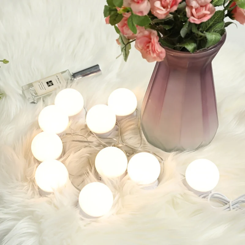 DIY Hollywood Style Desktop Dressing Table Makeup Vanity LED Mirror Light 10 Dimmable USB Bulbs Tricolor Square LED Lighting