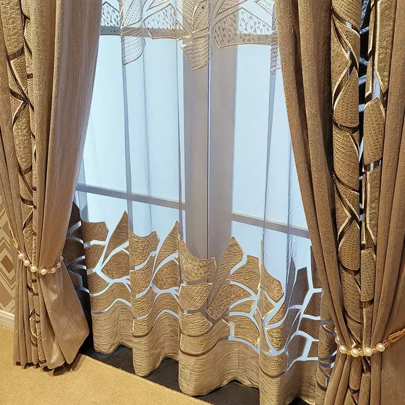 Factory Nordic Luxury Custom Shower Curtains Drapes Embroidery Jacquard Living Room Curtains For Bedroom Set