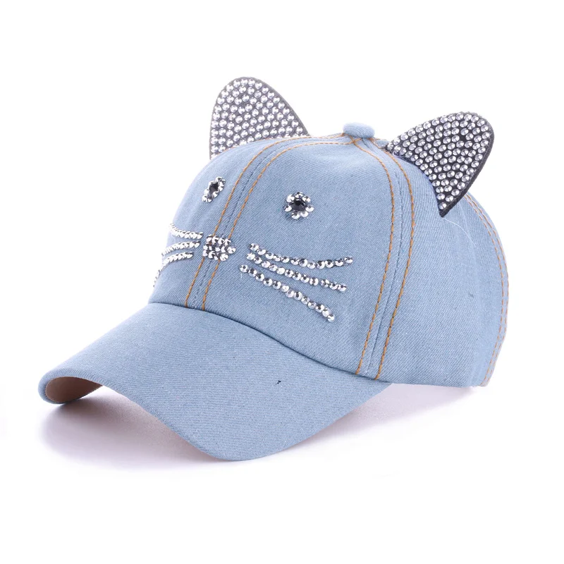 Cartoon Face 5 Panel Children Baseball Cap Korean Cat Ears Baby Hat Spring Summer Baby Boy Girl Adjustable Embroidery Hat