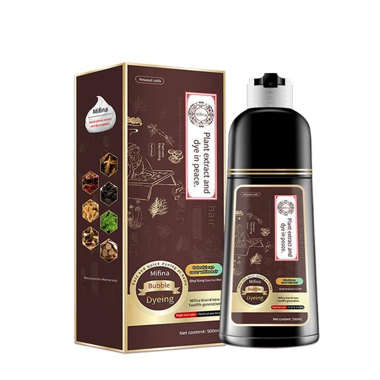 China supplier herbal black hair dye 5-in-1 ginseng extract Factory wholesale black hair dye shampoo