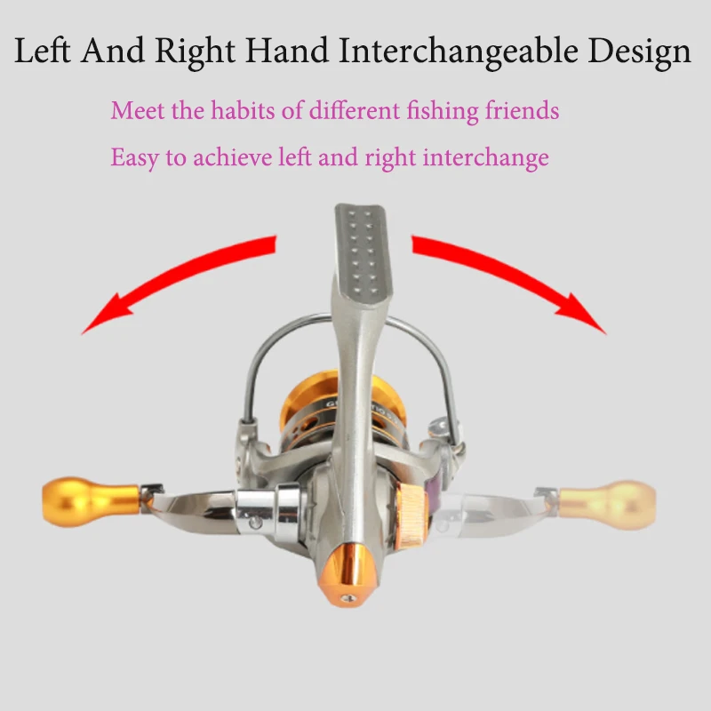 JSFUN Small Mini Spinning Fishing Wheel Gapless 5-in-1 Metal Fishing Vessel Foldable Fishing Reel Carrete De Pesca