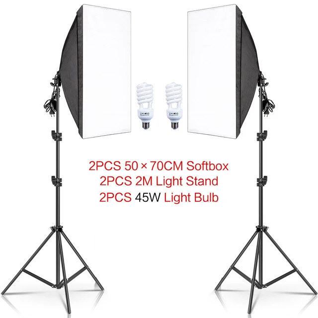 E-reise Professional Camera Photo Accessories Photography Studio Softbox Lighting Kit with 2.1m tripod