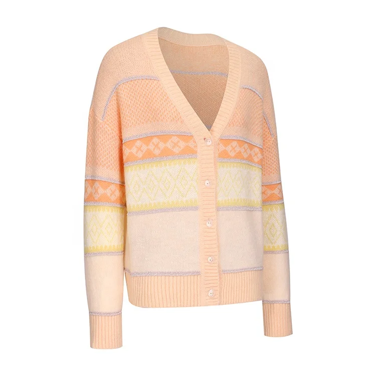 Производитель трикотажных изделий, выполненный на заказ, яркий цвет, Женский свитер-кардиган с v-образным вырезом и длинными рукавами
