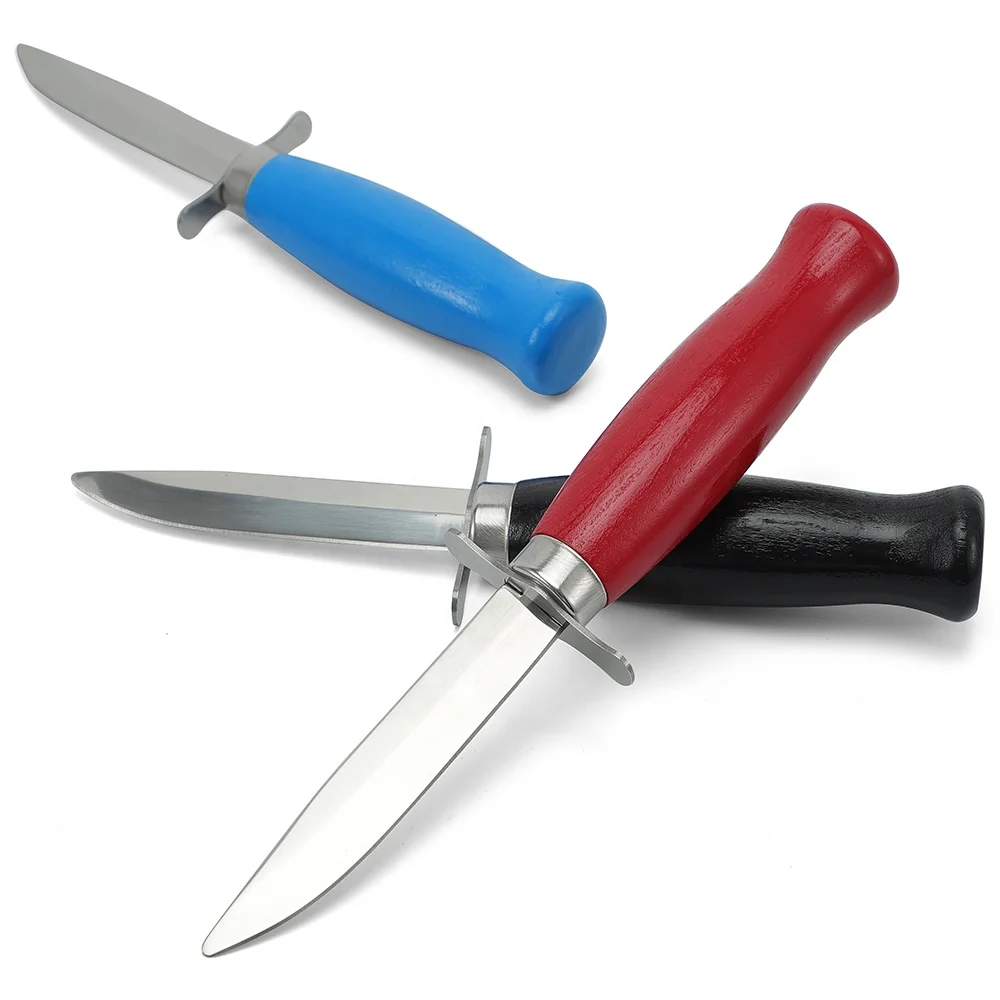 Spray Paint Beech Wood Handle Double Finger Guard Safety Scout Carving Knife For Kids