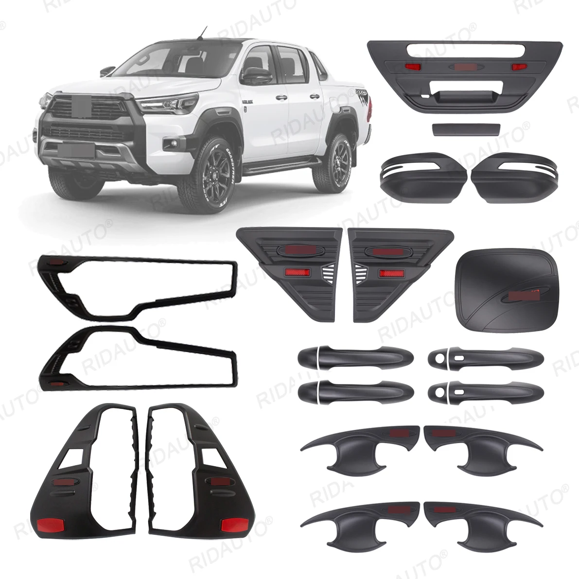 Pick Up Off Road Body Kits Matt Black Color custom auto modified accessories fit for Toyota Hilux 2020-2023