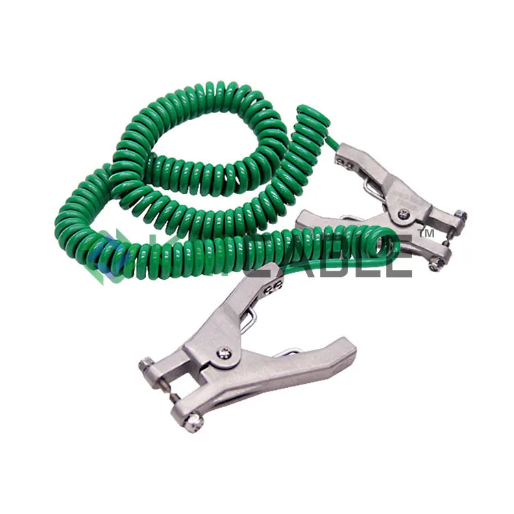 protection anti-static clamp with spiral cable spring cable, anti static coil cable