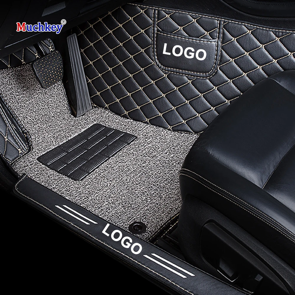 Muchkey Automotive Interior Car Foot Mat 5D Luxury Leather Wire Loop Car Mats Double Layer Car Floor Mats