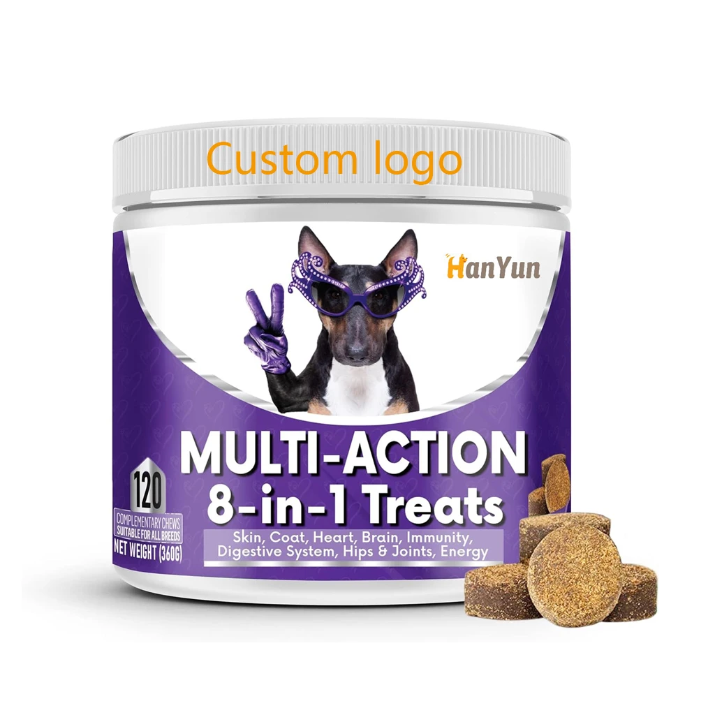 Hanyun Private Label 8-in-1 Multivitamin 120 Chewable Tablets For Dogs Health Care Pet Health Supplement Multivitamin Chew