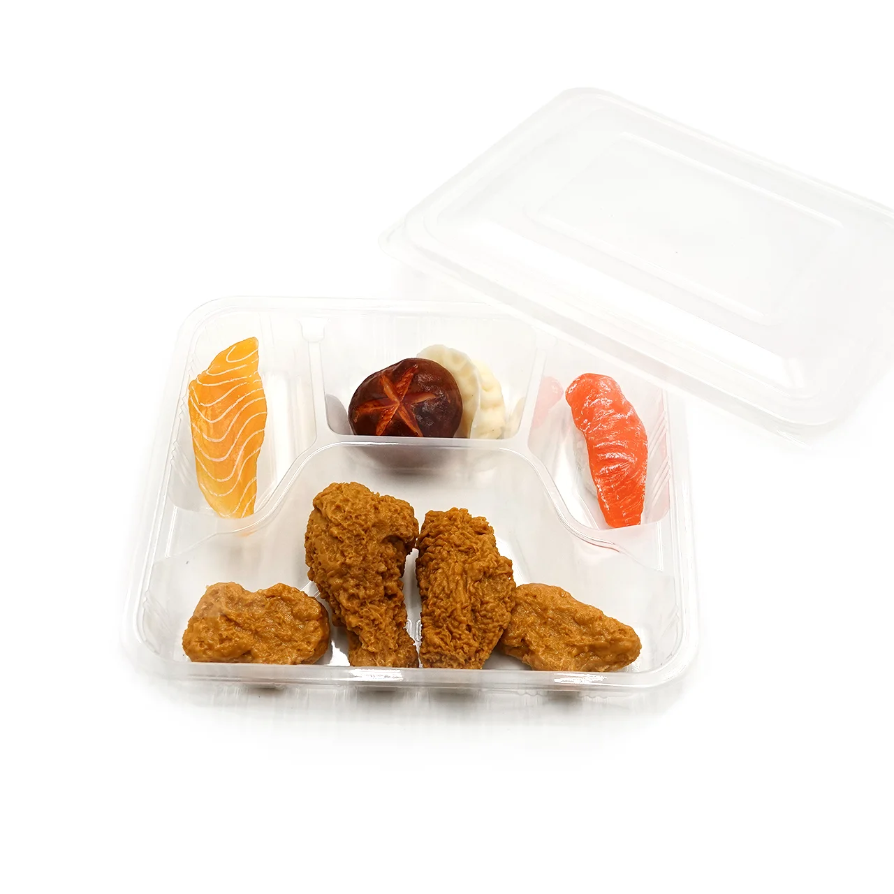 4 compartments fast food packing disposable container takeaway plastic food box