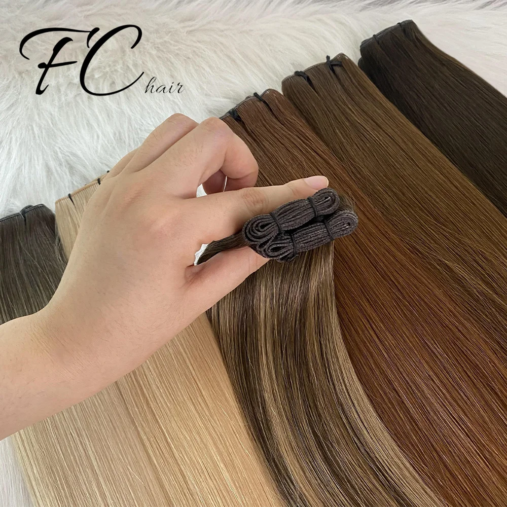 genius weft hair extensions human hair 100% remy virgin russian pu skin double drawn hand tied weft hair extension