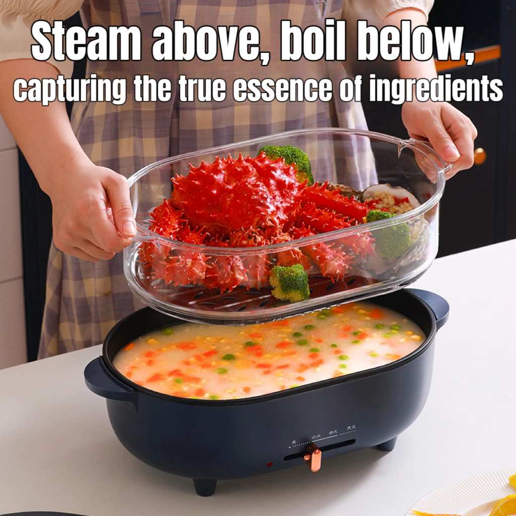 Hot Sell Electric Cooking Cooker Hot Pot Cooker Electric Multi-Function 3l Large Hotpot Cooker With Food Steamer