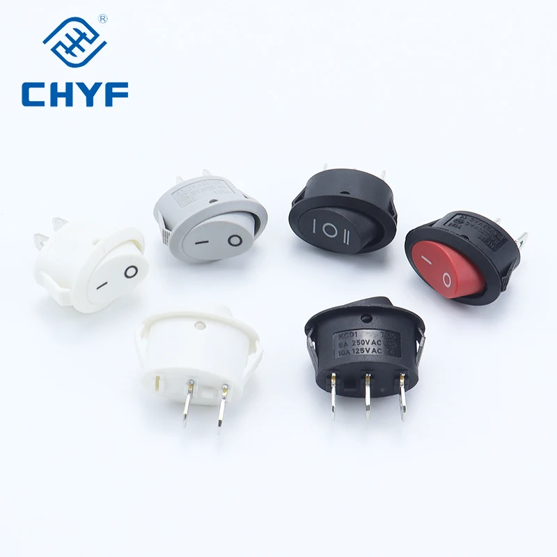 CHYF Mini Rocker Switch LED illuminated Black White Red Blue 10A 250V / 6A 125V 3 Pin BoatSwitch