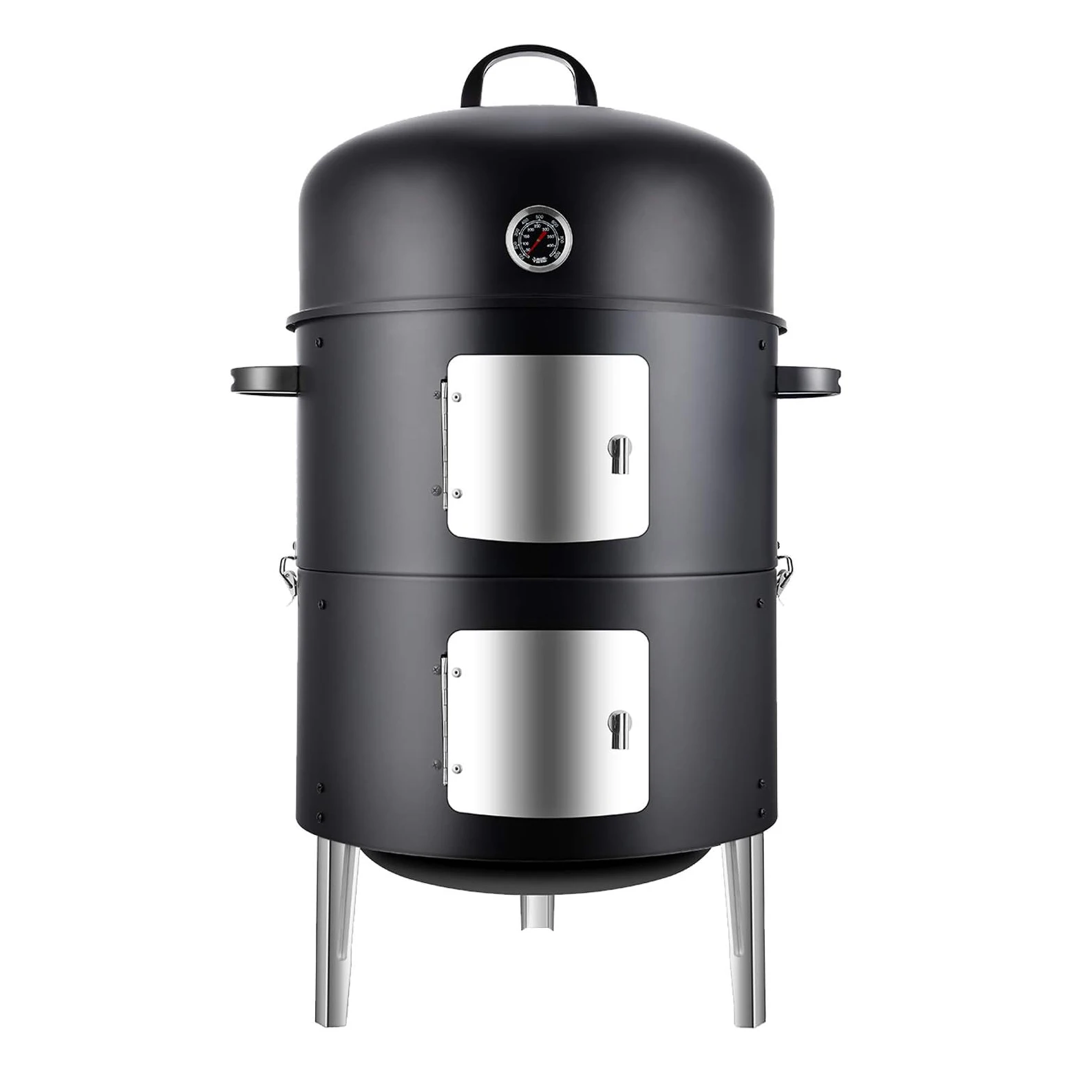 3-in-1 Vertical Stainless Steel Outdoor Charcoal BBQ Smoker