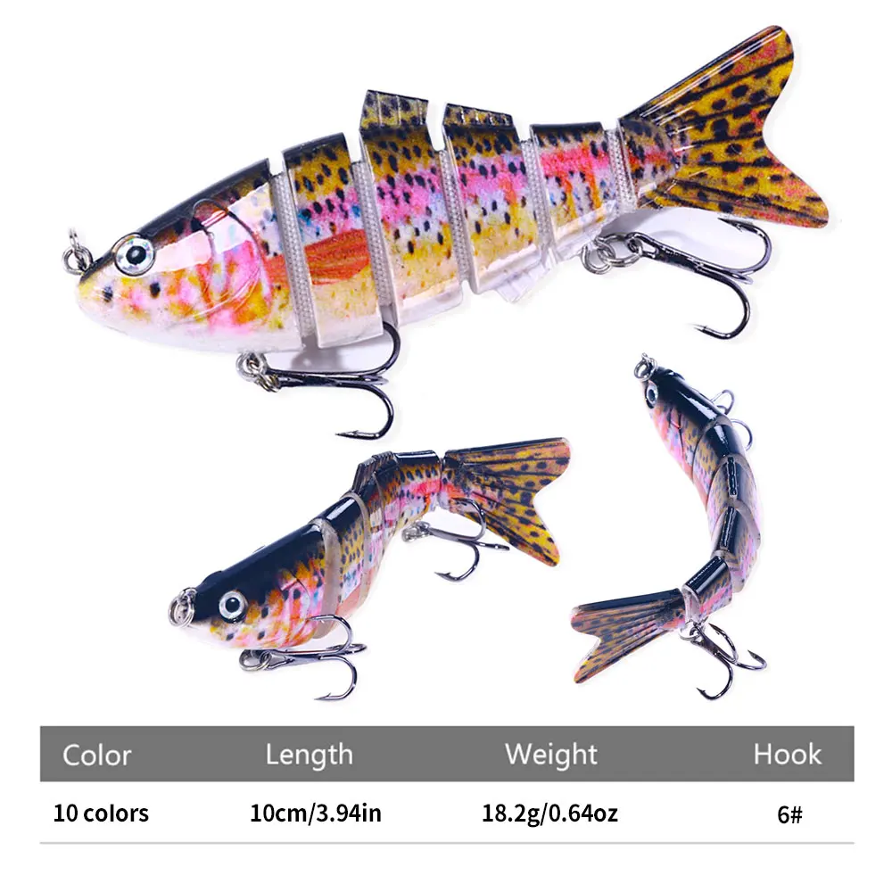 wholesale fishing supplier bass trout fishing lure metal jointed swimbait 6 segments fishing lure for freshwatet