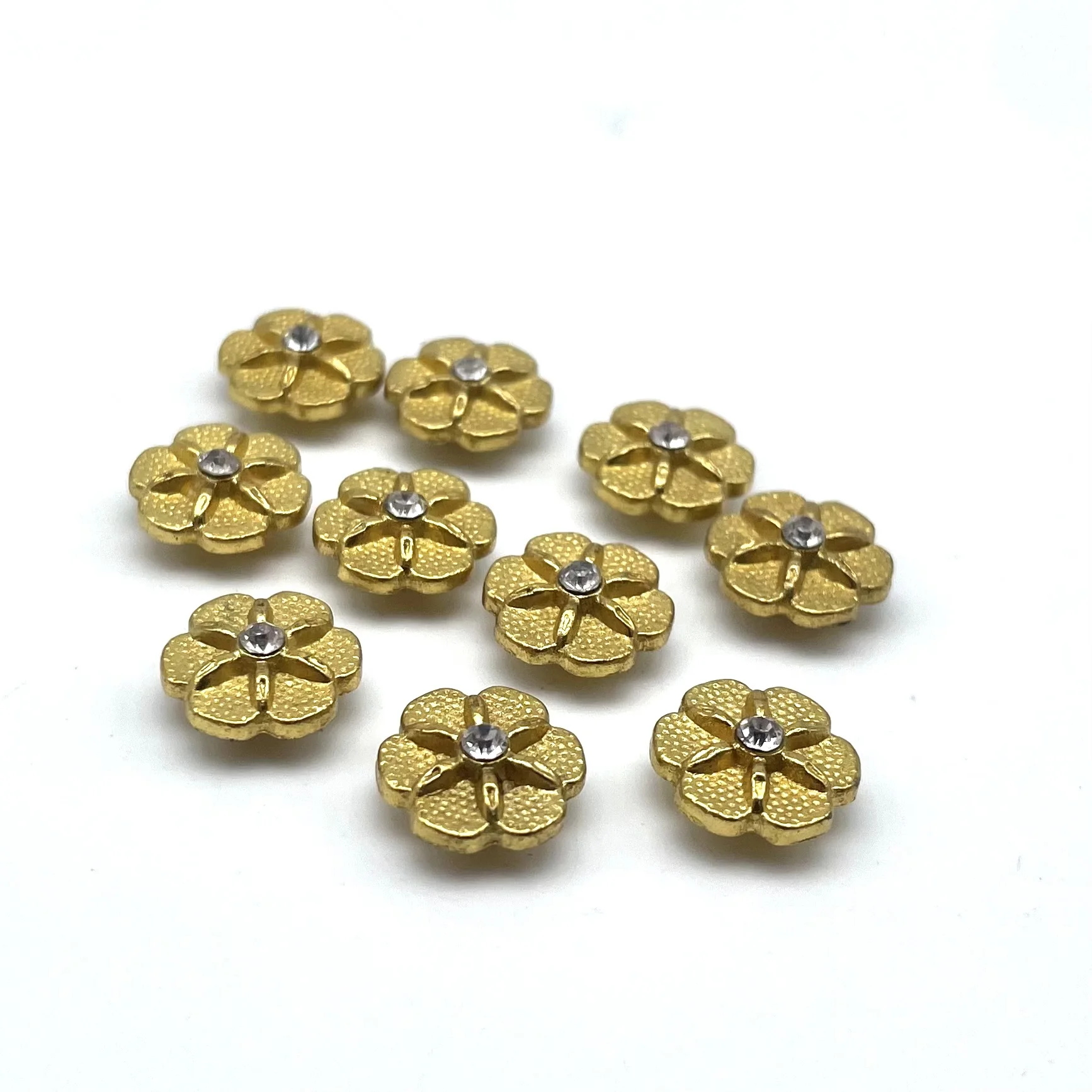 Factory custom new logo flower shape jeans button golod color rivet button for clothing
