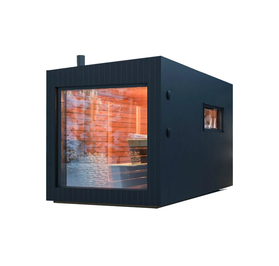 Fired Sauna Cabin House Fired Cube Sauna Room Traditional Wood Spruce Outdoor Modern Solid Wood Villa with Pool 2 Years 40 Mm