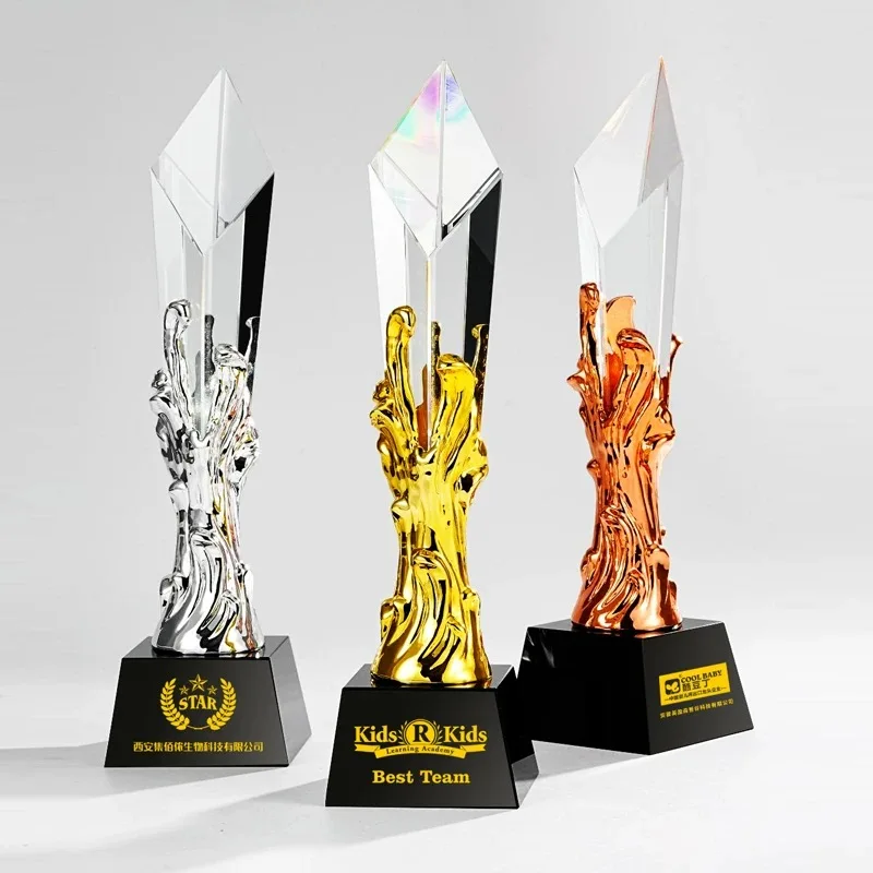 New Arrival Star Trophy Personalized Employee Recongnition Awards Crystal Staff Appreciation Trophies Cup With Black Base