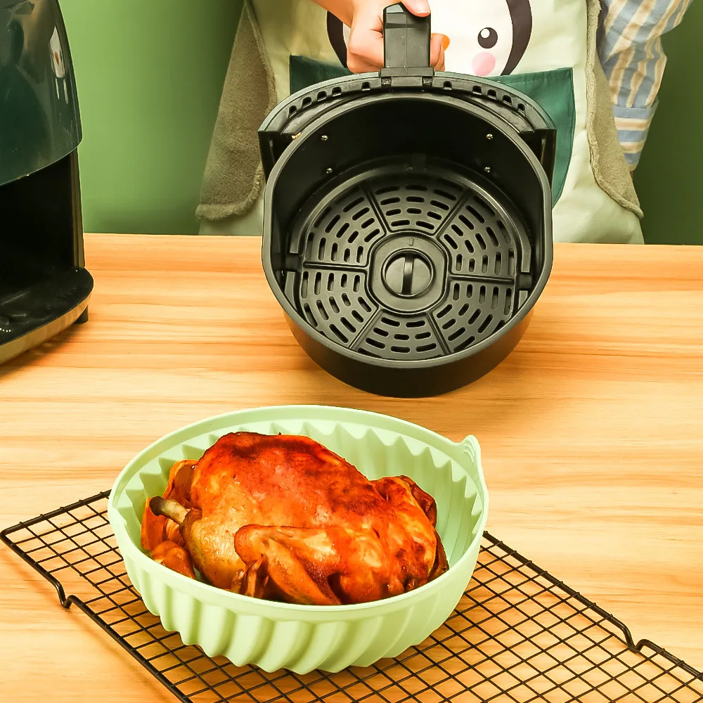 7.5 inch Airfryer Baking Mat Pan Basket 8.5 inch Air Fryer Silicone Basket Tray Pot For Air Fryer