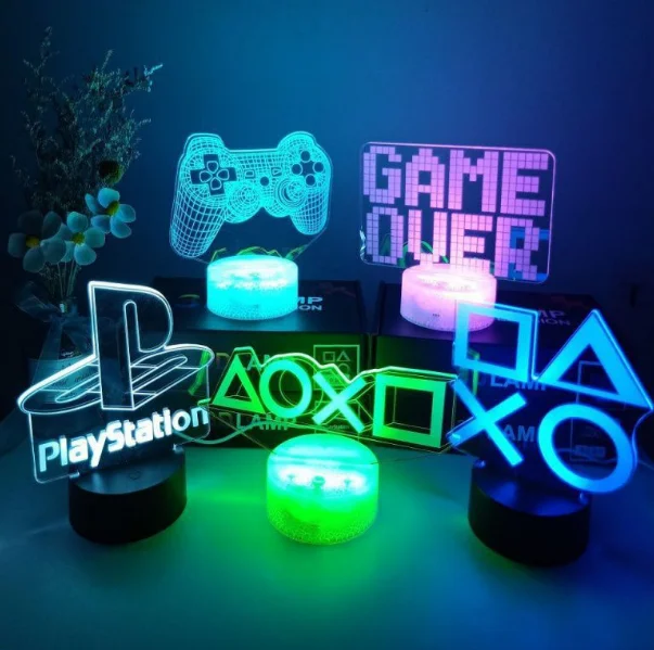 Светодиодный ночник с 3D эффектом, 7-битная лампа, ночник, иллюзионная лампа с 3D эффектом, освещение для игр