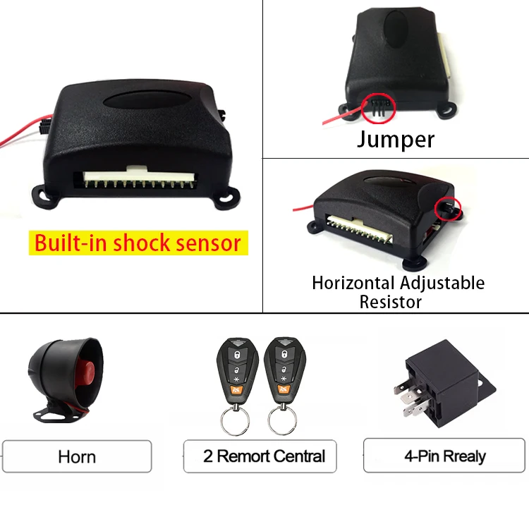Proximity alarm car built-in shock sensor and Remote trunk release one way car alarm system hot sale in North America