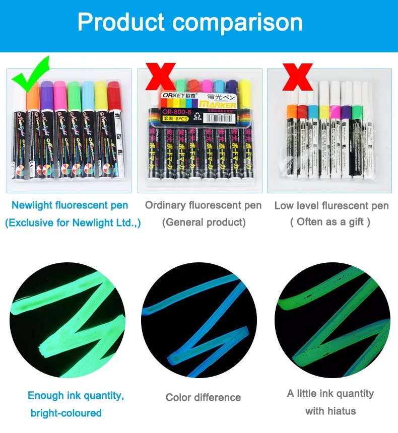 
Multiful color 6mm marker pen that glow in the dark liquid fluorescent pen 
