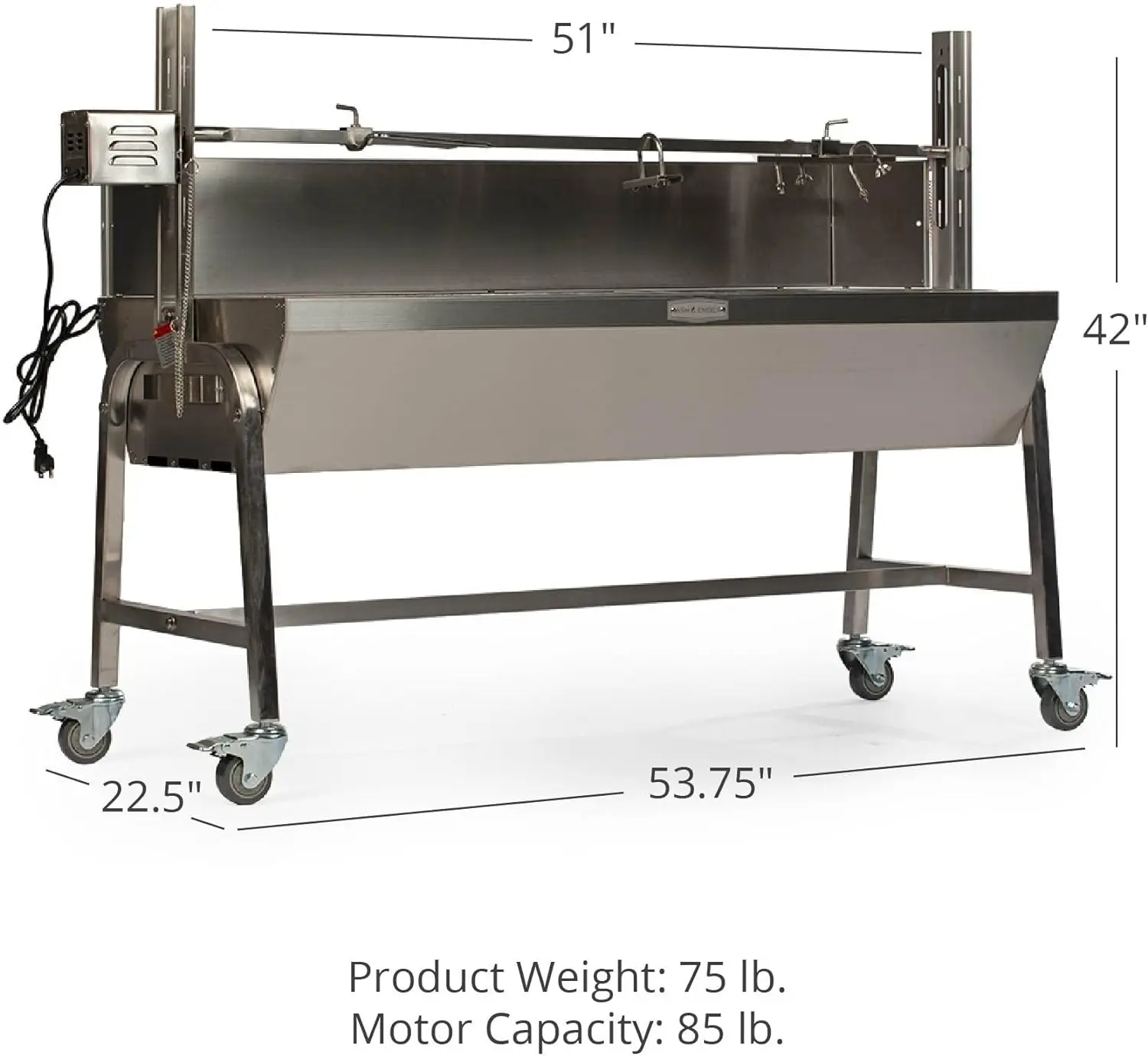 Outdoor Large Stainless Steel Hog Lamb Charcoal Barbeque BBQ Rotisserie Spit Roaster Adjustable Height Steel Grill