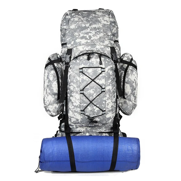 Mountain outdoor adventure military travelling hiking camouflage 600d polyester fabric backpack army rucksack