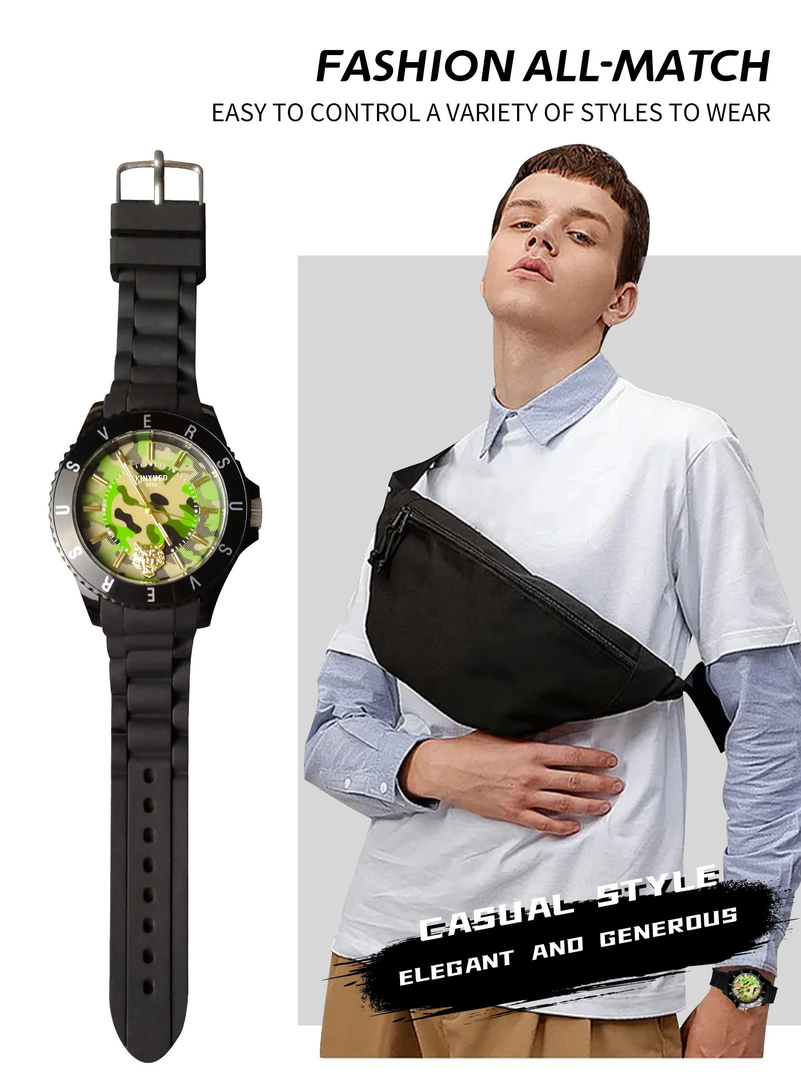 2023 KINYUED Factory Hot selling Quartz Watches Life Waterproof  Wristwatch Men Quartz Movement for Men