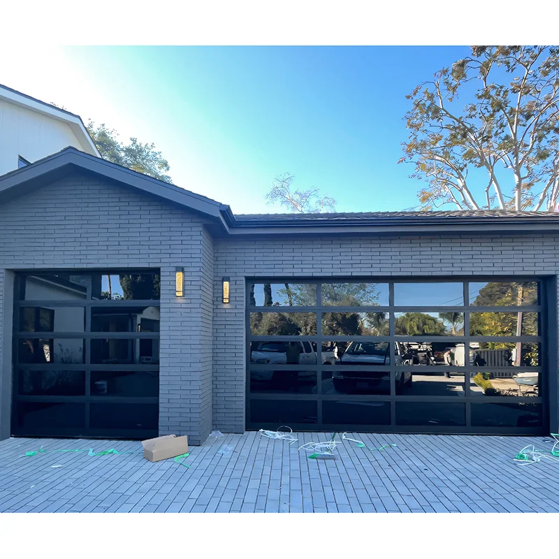 Hihaus на заказ американская умная Современная секционная алюминиевая черная стеклянная дверь гаража