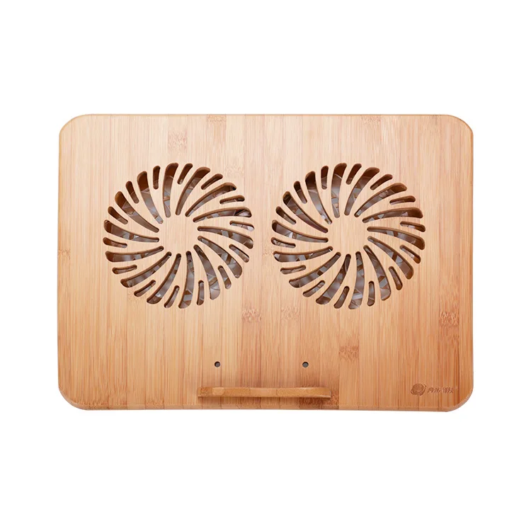 Bamboo Laptop Cooling Pad Notebook Cooler Laptop Fan Cooling Stand Adjustable Height With 2 Quiet Fans