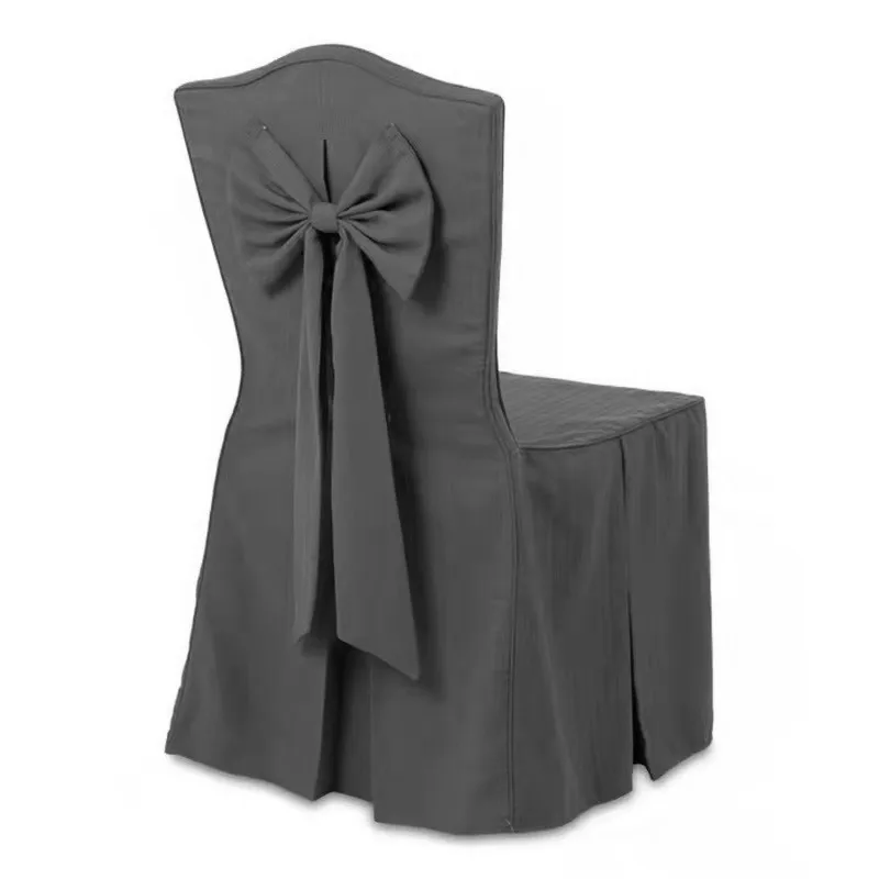 Factory Price Solid Color Satin Chair Cover With Bow For Wedding Banquet Party Dinner Hotel