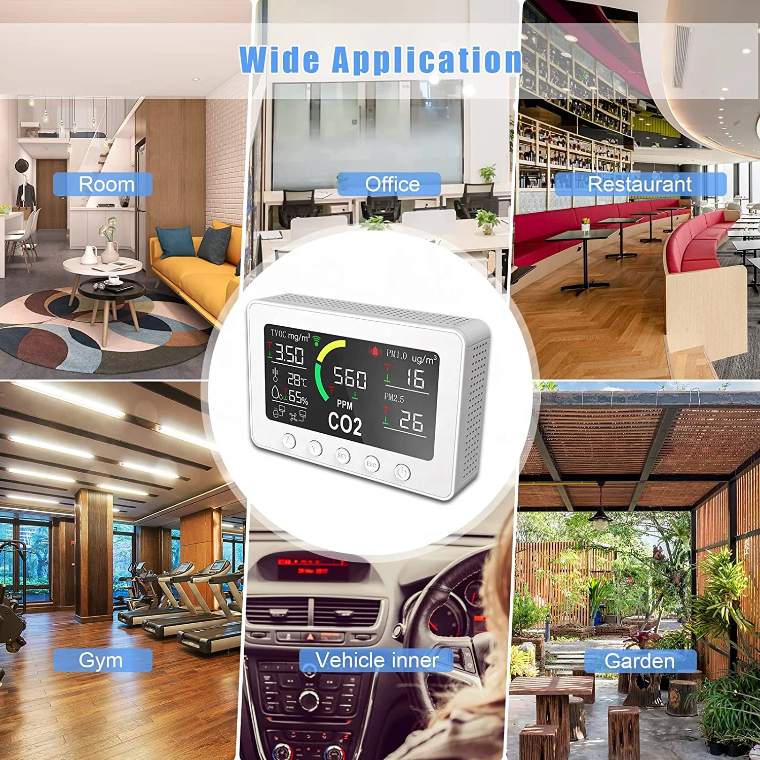 co2 humidity temperature controller air quality detector meter indoor air pollution test co2 alarm air quality analyzer