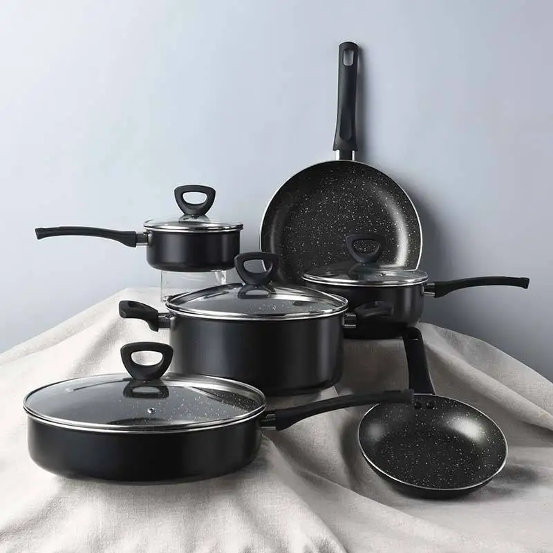 10 Pieces non-stick cooking pots and pans set non stick cookware sets