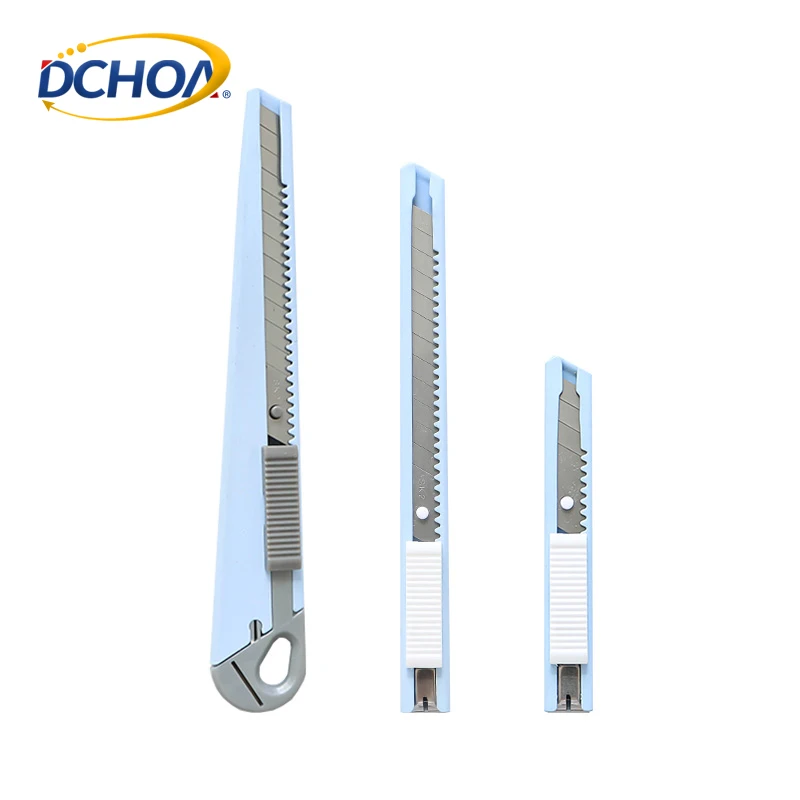 DCHOA Heavy Duty Stainless Steel Handle Retractable Knives 9mm Snap off Blade Paper Slitting Box Cutter Utility Knife