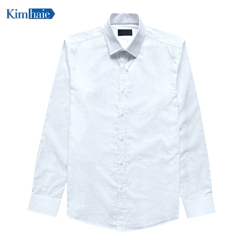 
Custom 100% Cotton Long Sleeve Men Formal Shirts Classic Fit Solid White Dress Shirt 