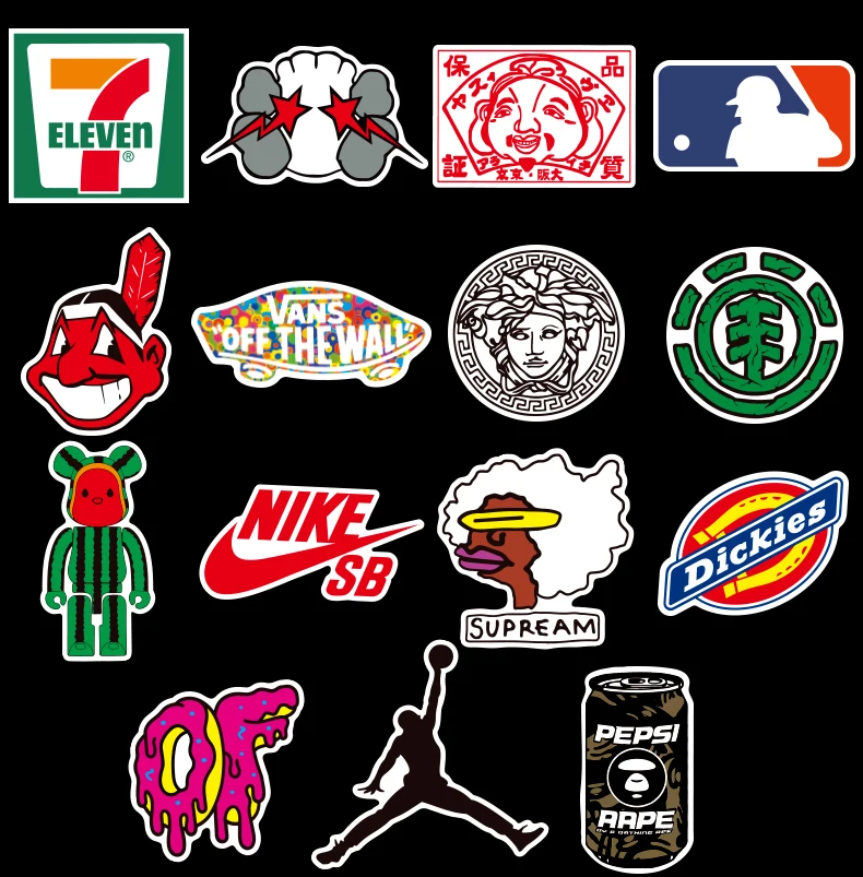 2020 модный бренд граффити ПВХ самокат автомобиль чемодан бутылка для воды блокнот холодильник наклейки Пользовательские DIY наклейки водонепроницаемый w