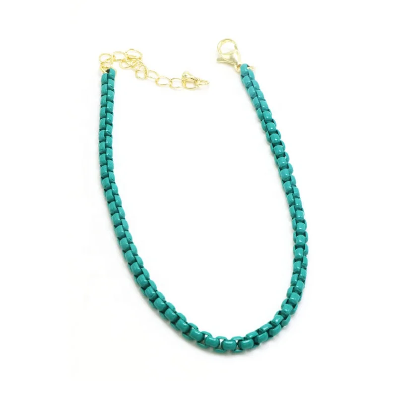 2024 Multi Color Plated Simple Rope Chain Necklace Candy Colorful Fashion Vintage Summer Beach Brass Chain Endless Necklace Gift