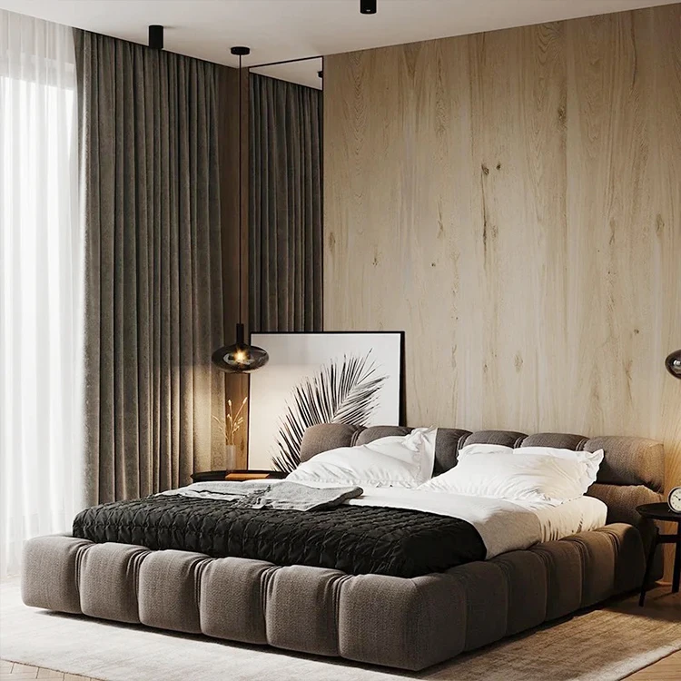 Hotel Queen Room Modern Solid Wood Bed Frame King Size For Bedroom Furniture
