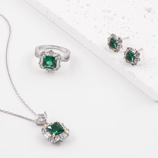 Trendy 925 Sterling Silver Jewelry Sets Gold Plating Diamond Zircon Stones Wedding Engagement Party Also Available Rose Gold