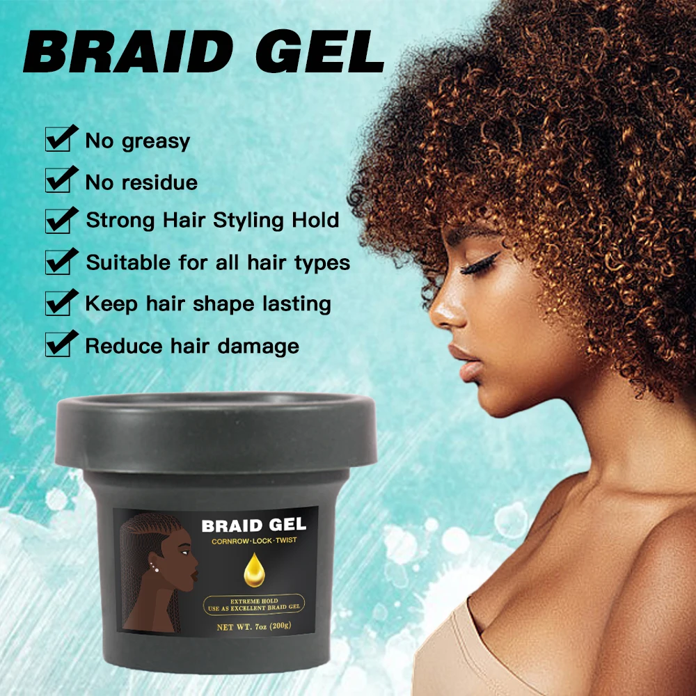 200g Shining and Conditioning Hair Gel Extra Hold All Hair Types Twisting Smooth Extra Hold Braid Hair Gel