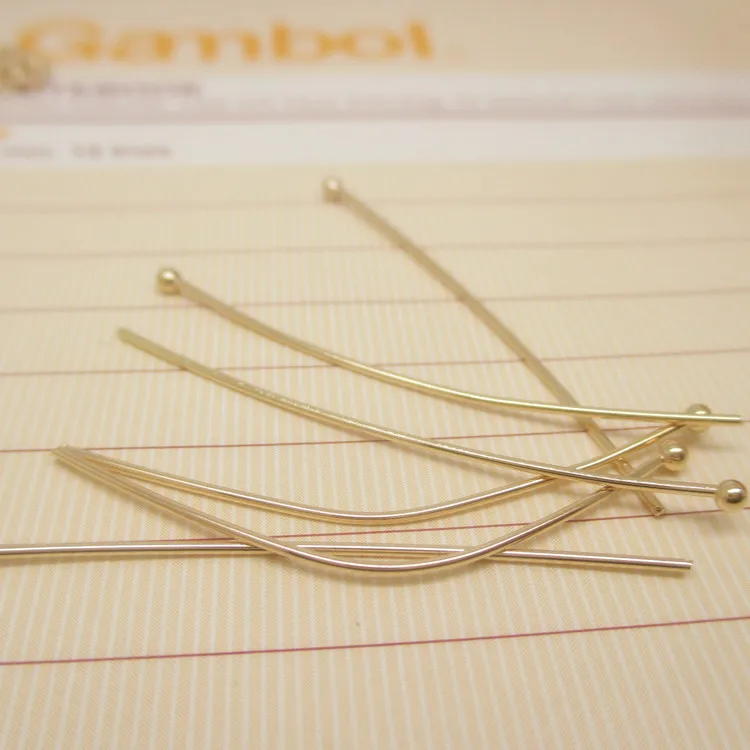NANA high quality 24k gold filled pin,different sizes head pin jewelry findings