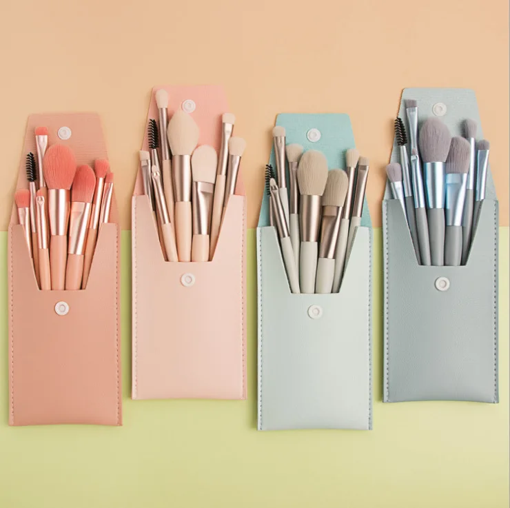 8 Pcs Mini Portable Makeup Brushes Set Makeup Tools Kit Powder Foundation Blush Contour Concealer Lip Brushes For Travel