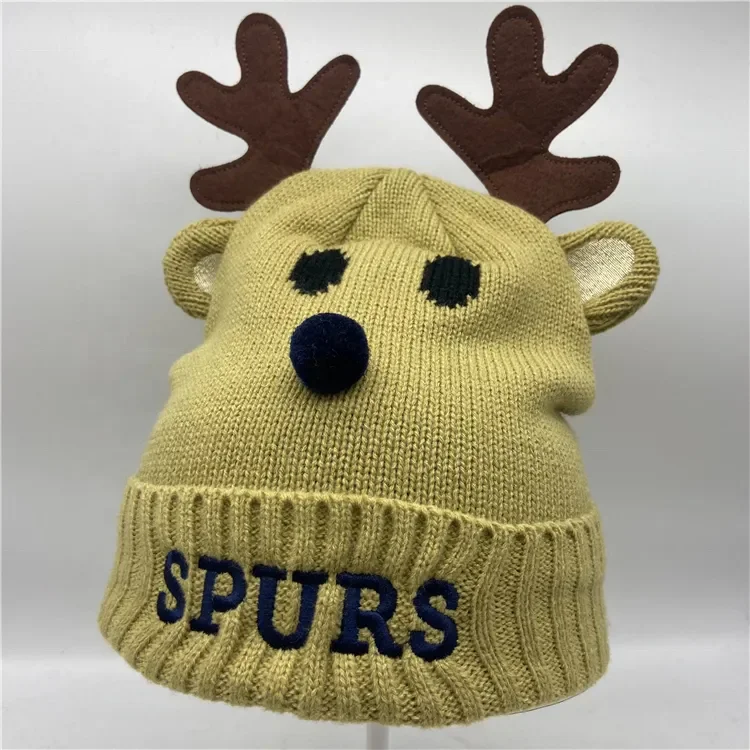 Hot Sale Cuff Beanie Girl Boy Gift Knitted Winter Hat With Pompom Ball Kids Size Promotion Gorro Invierno Thicken Fleece Inside