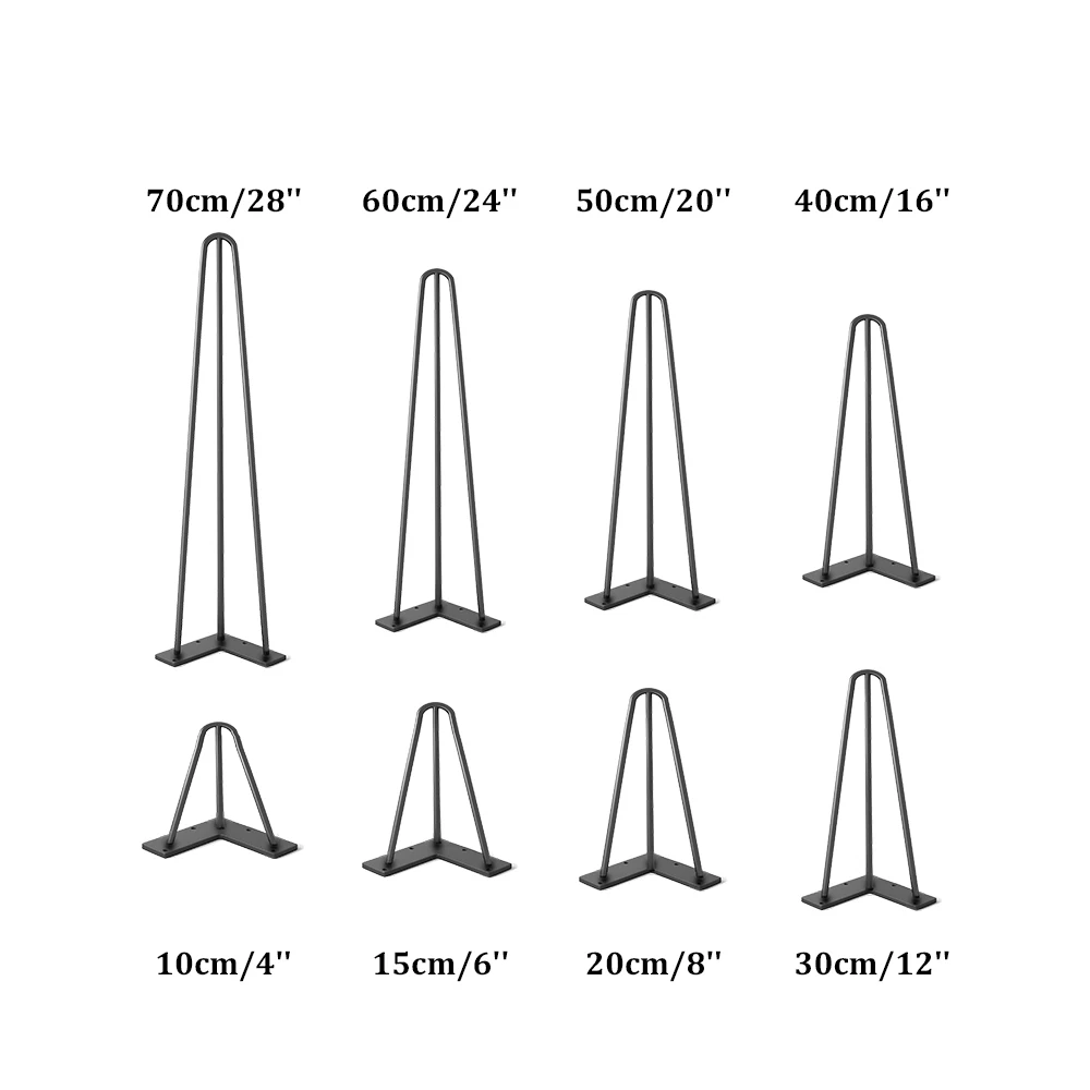 Customizable Size Hairpin Table Legs Metal Solid Iron Heavy Duty Easy Install Desk Legs Coffee Table Base For Diy
