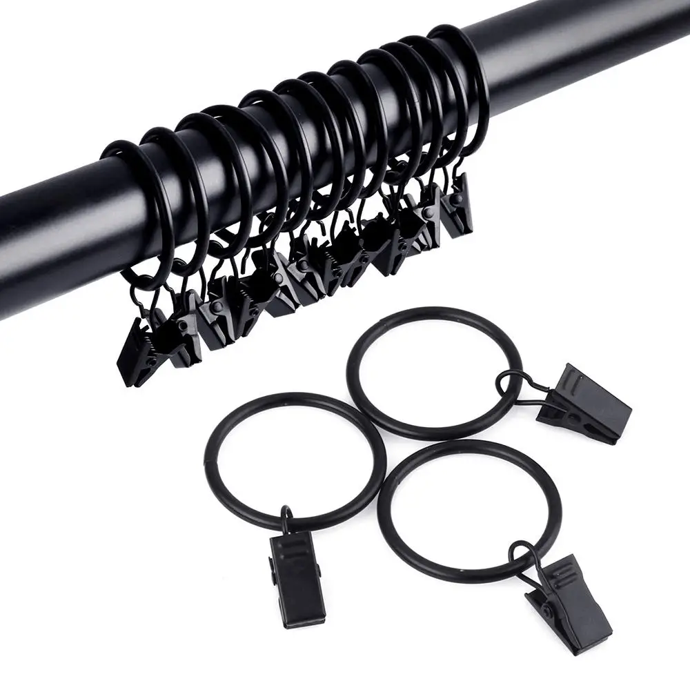 White Practical Curtain Hook Clips Hanger Ring Bath Drape Curtain Hooks Clip with Rings Bathroom Accessories