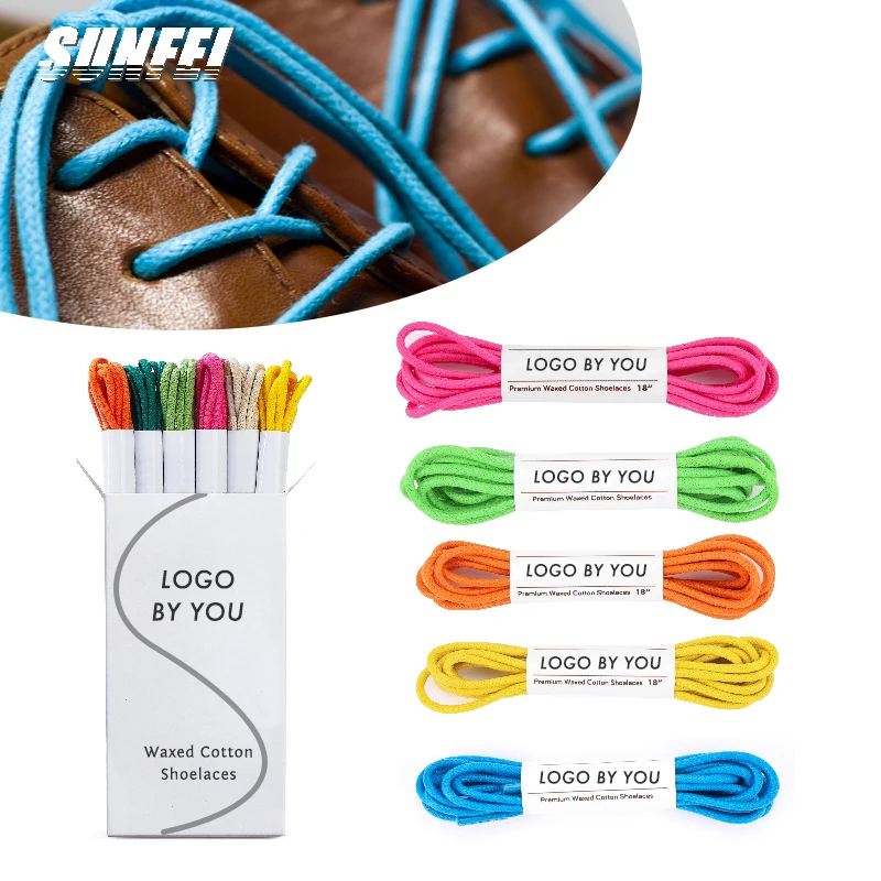 sunfei Waxed Round Shoelace Cotton Waxed Leather Shoe Laces High Quality Colorful Cotton Shoelaces Round Waxed Dress Shoelaces