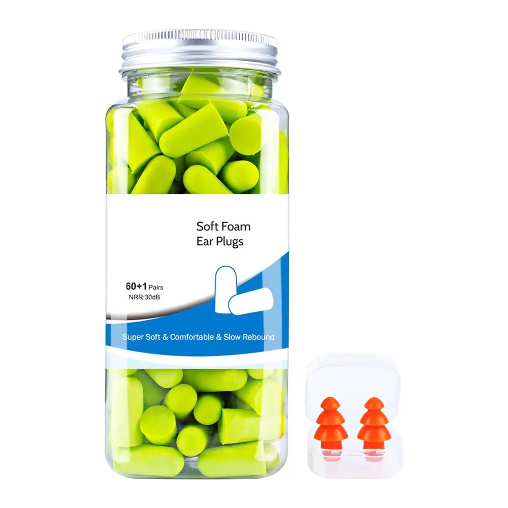 60 Pairs Soft  Disposable noise  earplugs with bottle