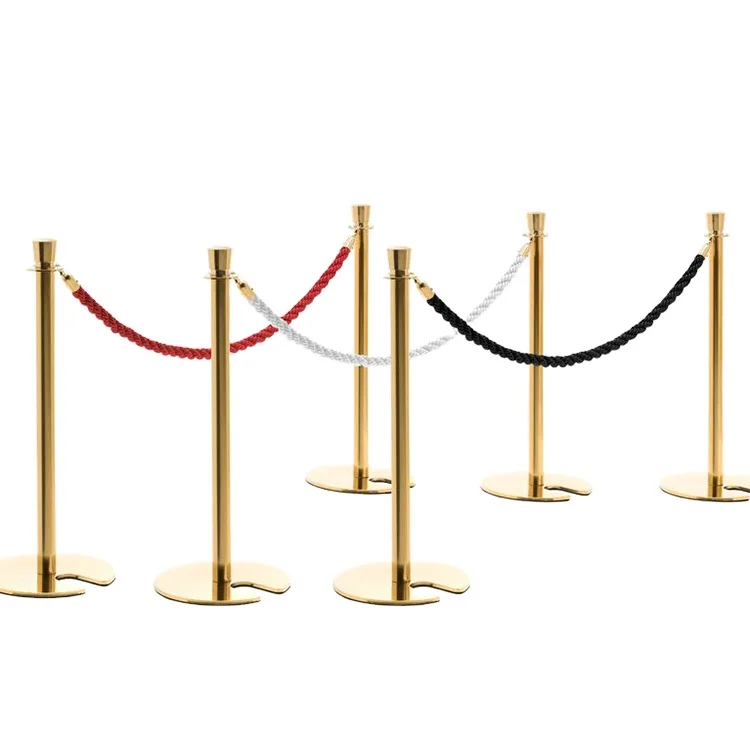 gold stand rope barrier with crown top for wedding santion post for red carpet
