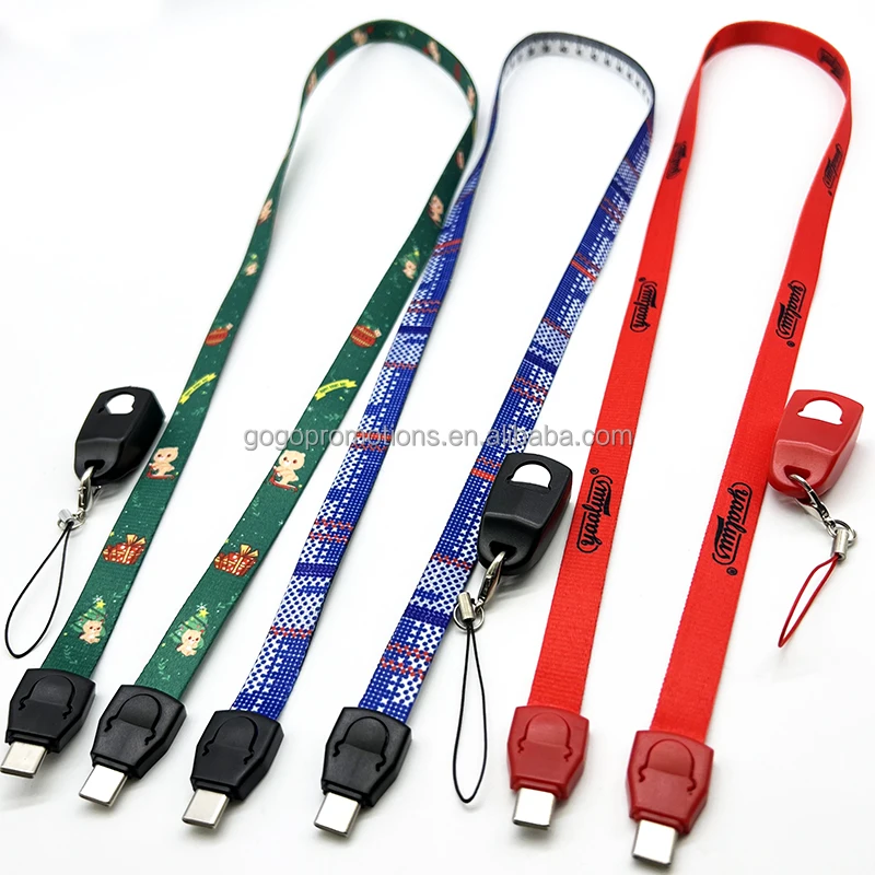 Outdoor Portable USB Charging Cable Mobile Phone Lanyard with Type C For smartphone